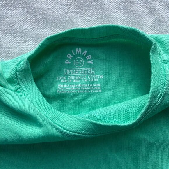 Primary Organic Long-Sleeve PJ Top & Pants, "Clover" Color, Size 6-7, GUC-VGUC - Picture 5 of 11